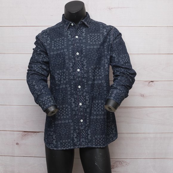 ROBERT GRAHAM shirt blue paisley contrast cuffs men's $248 classic fit